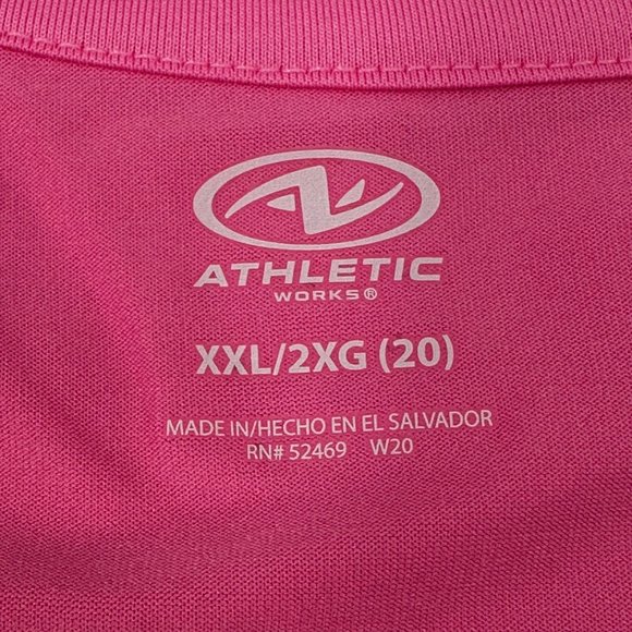 Athletic Works Womens Size XXL 20 Tee Shirt Stretch V-Neck Short Sleeve Pink New - Picture 5 of 13
